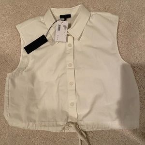 New The Range Ivory Crop Top Button Front Small